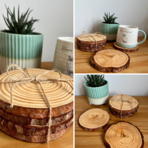 Natural Pine Wood Drinks Coasters