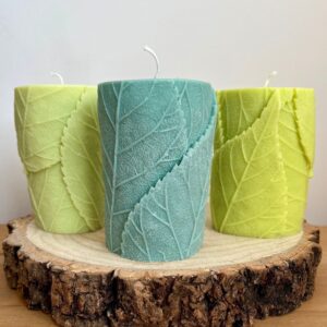 Leaf Print Pillar Candle