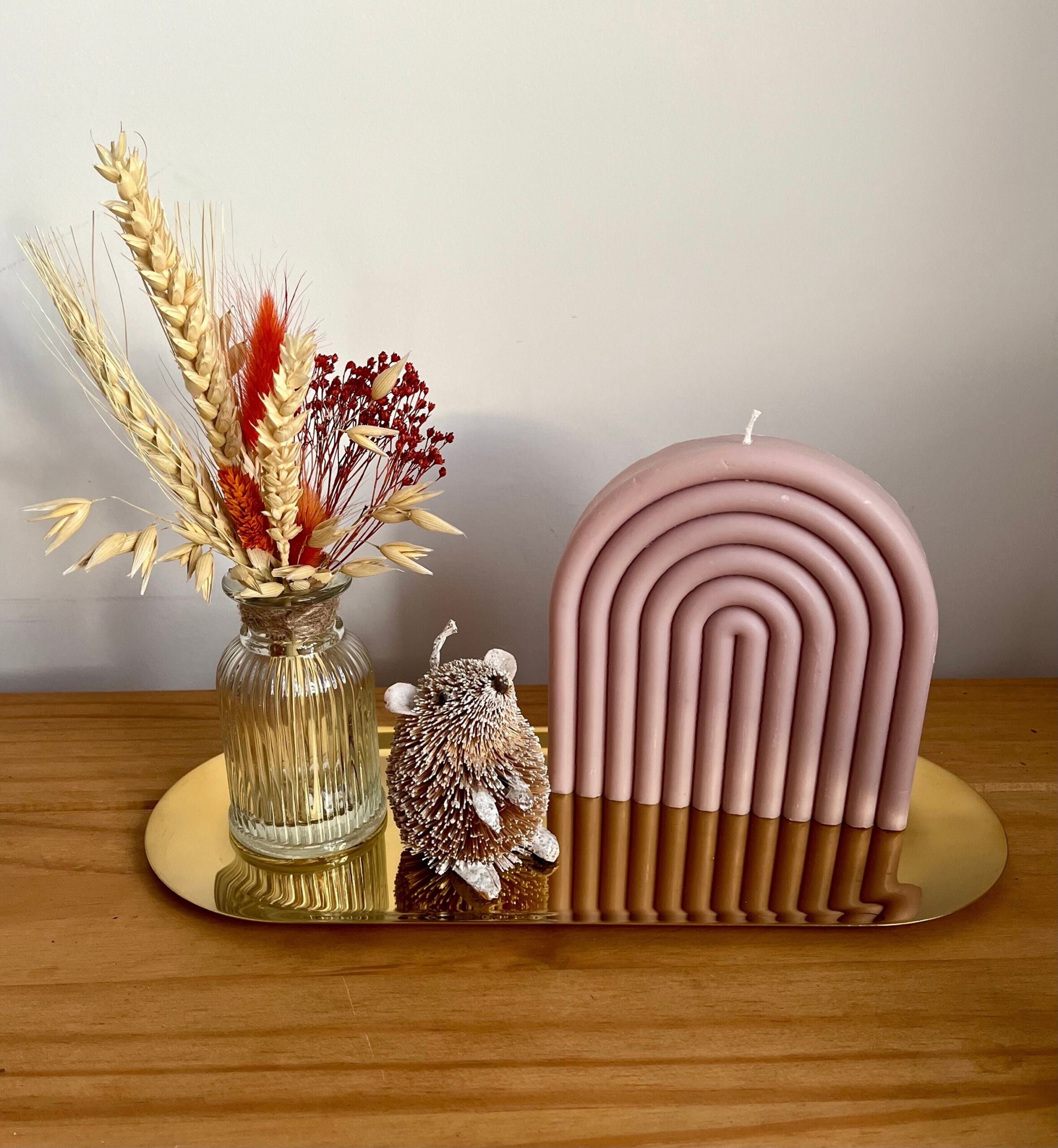 Gold Stainless Steel Candle Tray Plate, Heat-Resistant Décor Plate (30cm)