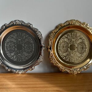 Vintage Design Gold & Silver Candle Plates 15cm, 20cm and 25cm