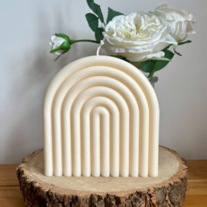 Large Cream Rainbow Arch Candle