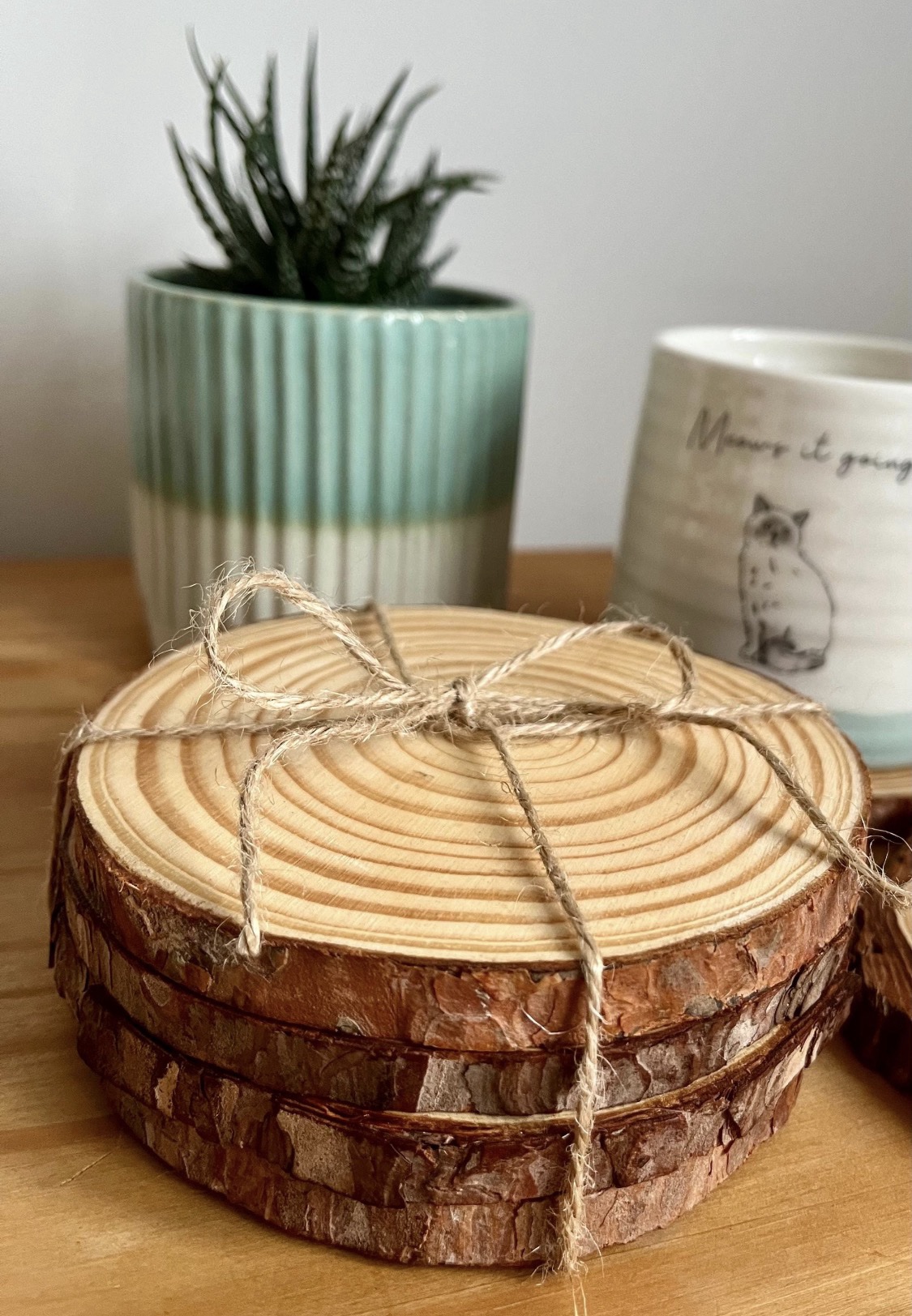 Natural Wood Slice Drinks Coasters (4 or 6) - Image 4