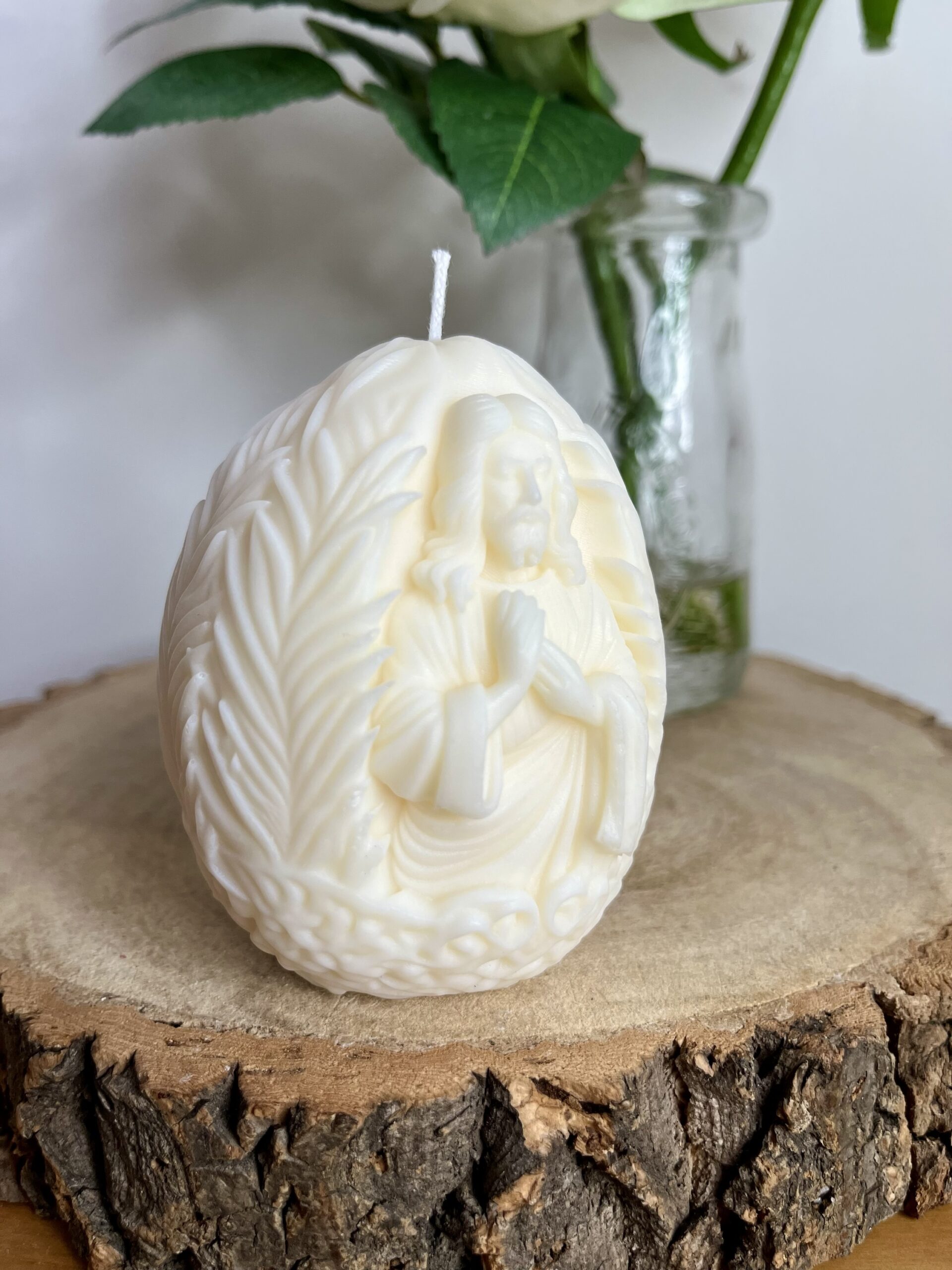 Jesus Palm Leaves Egg Candle - Image 5