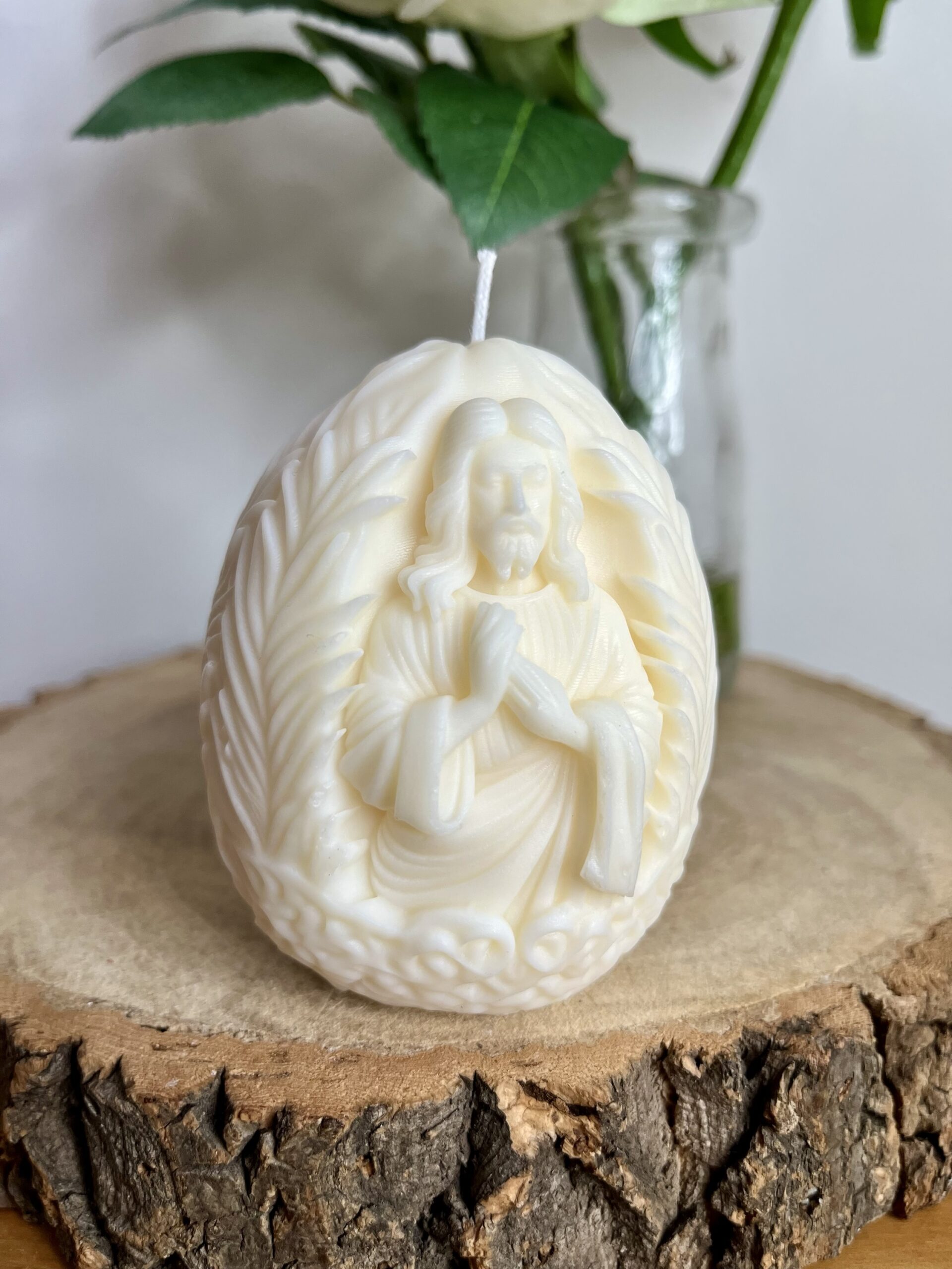 Jesus Palm Leaves Egg Candle - Image 3