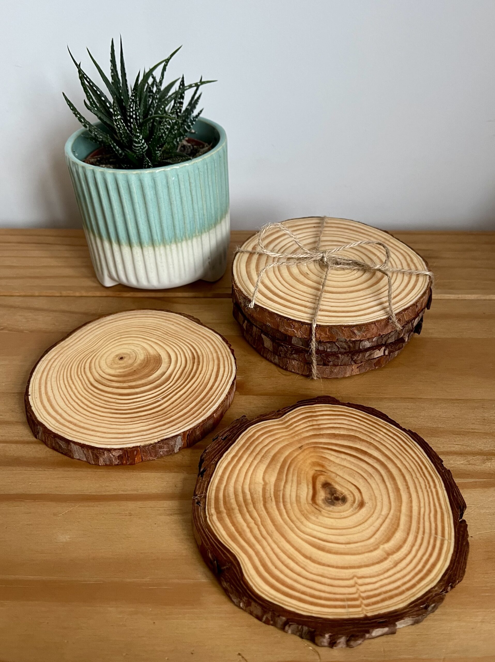 Natural Wood Slice Drinks Coasters (4 or 6) - Image 5