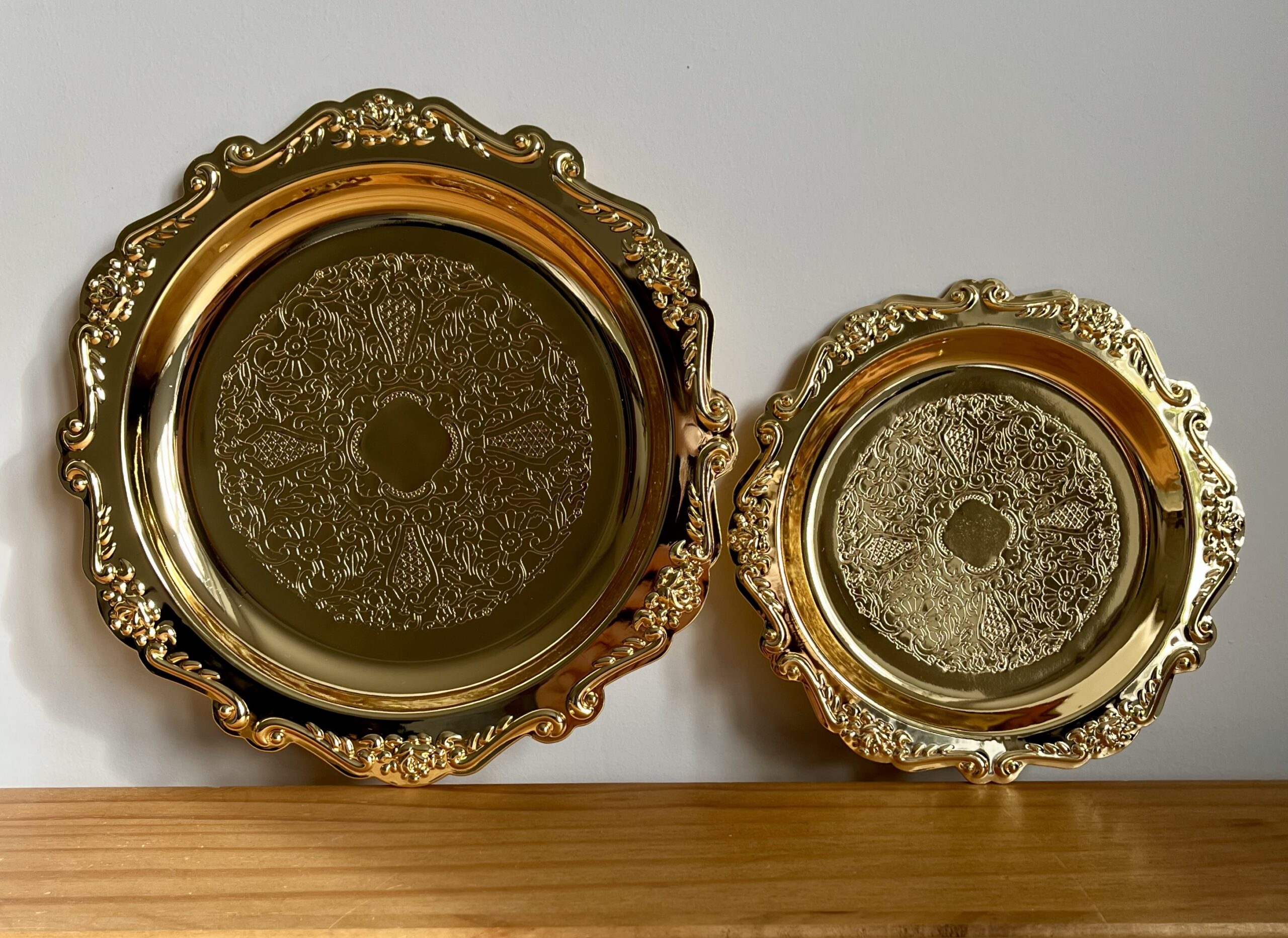 Vintage Design Gold & Silver Candle Plates 15cm, 20cm and 25cm - Image 2